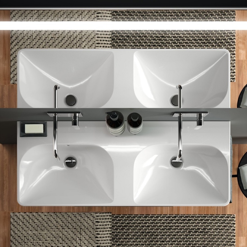 Product cut out image of Geberit Smyle Square 1200mm Double Washbasin 0 Tap Holes - 500.224.01.1